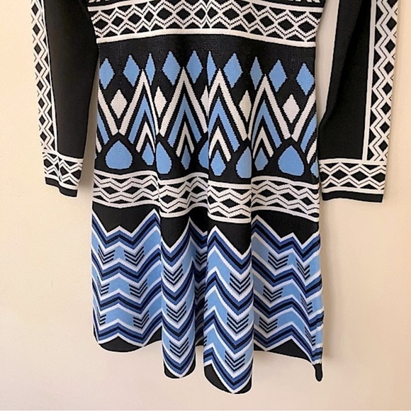 Eliza J Women’s Long Sleeve Geometric Fit and Flare Midi Sweater Dress Medium - Picture 5 of 13